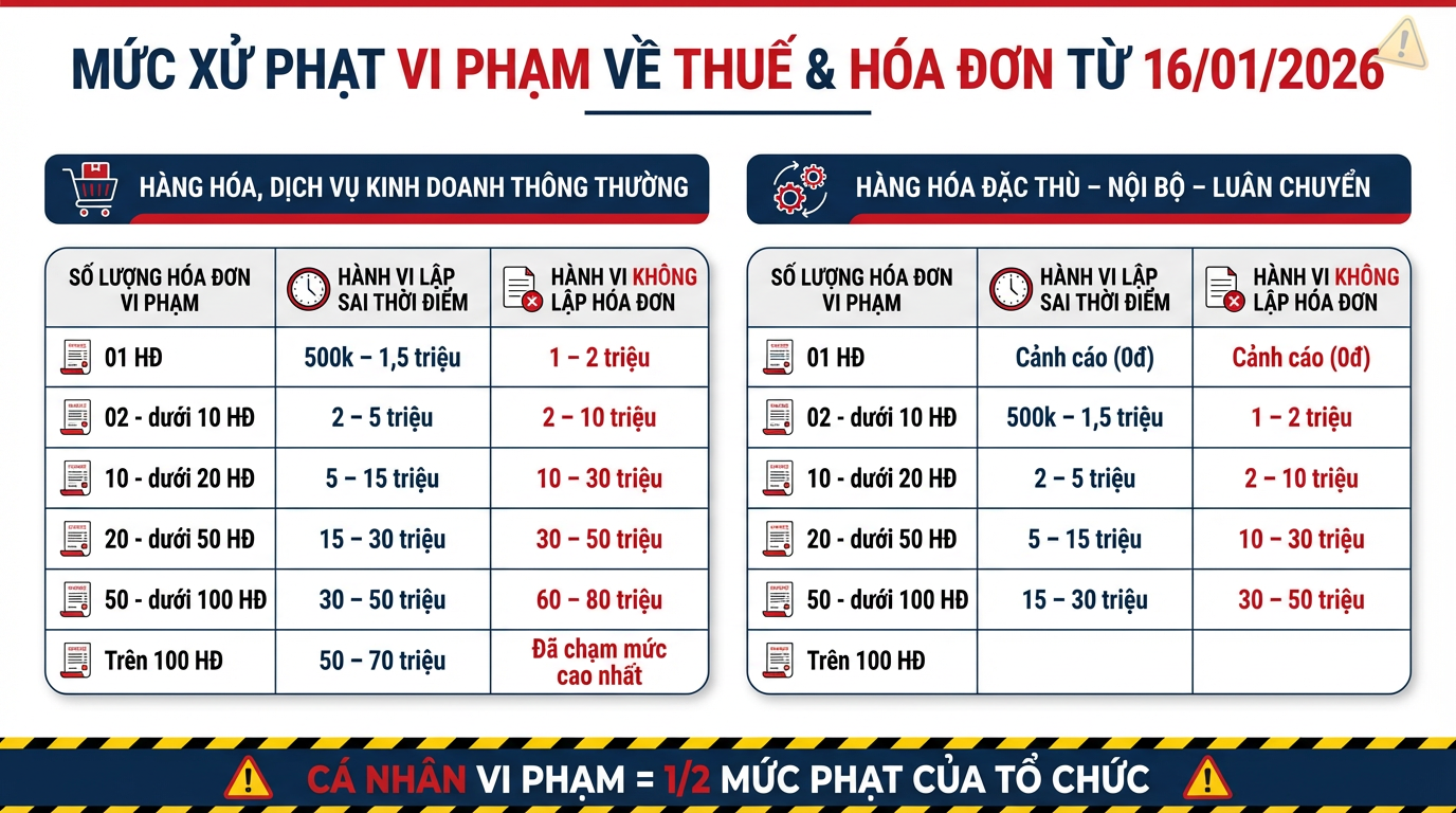 Mức xử phạt thuế với hàng hóa, dịch vụ kinh doanh thông thường